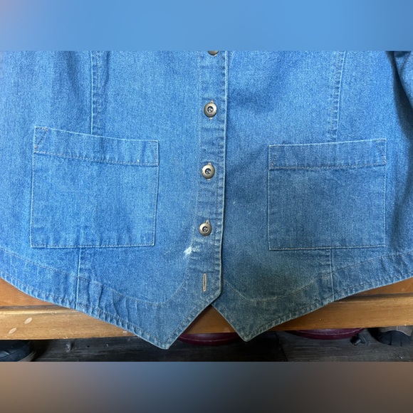 VTG 90s Pink & White Floral Embroidered Jean Vest • Cherokee brand • size Medium - Picture 4 of 7